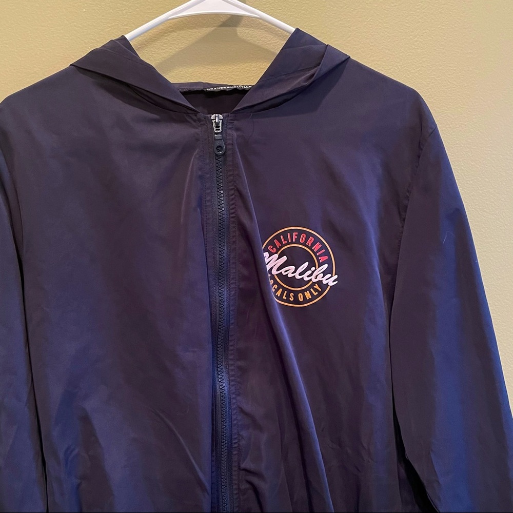 BM Brandy Melville Navy Blue Malibu Windbreaker